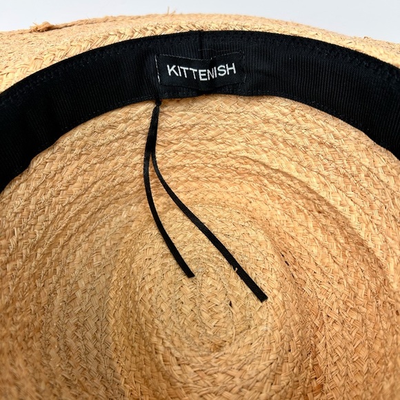 Kittenish straw hat, M/L, braided fabric cord, Vacation Beach Pool Garden NEW - Picture 8 of 8